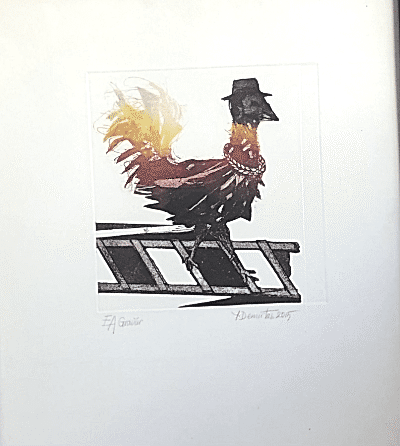  Gravür Baskı / Horoz 40x40cm - Yusuf Demirtaş